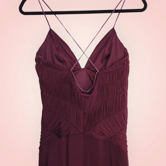 Laundry Shelli Segal Gown Sz 6 Burgundy Strappy Low Back Jersey Knit Swiftie - Picture 10 of 13